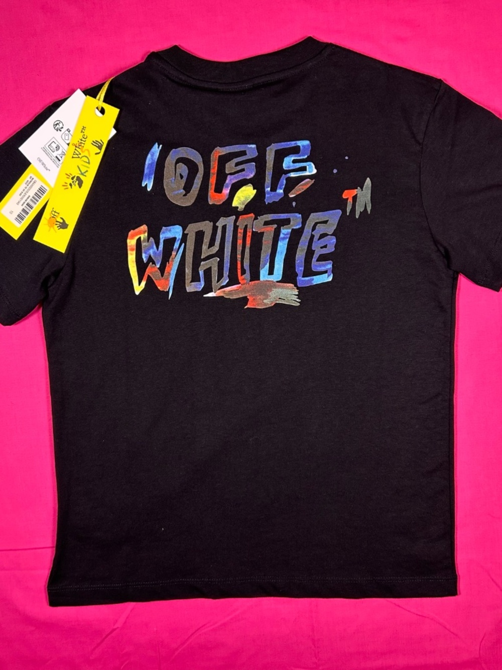 AUTHENTIC KIDS OFF-WHITE SIZE 10 BLACK COTTON T-SHIRT NWT UNISEX EXCELLENT - Picture 2 of 11
